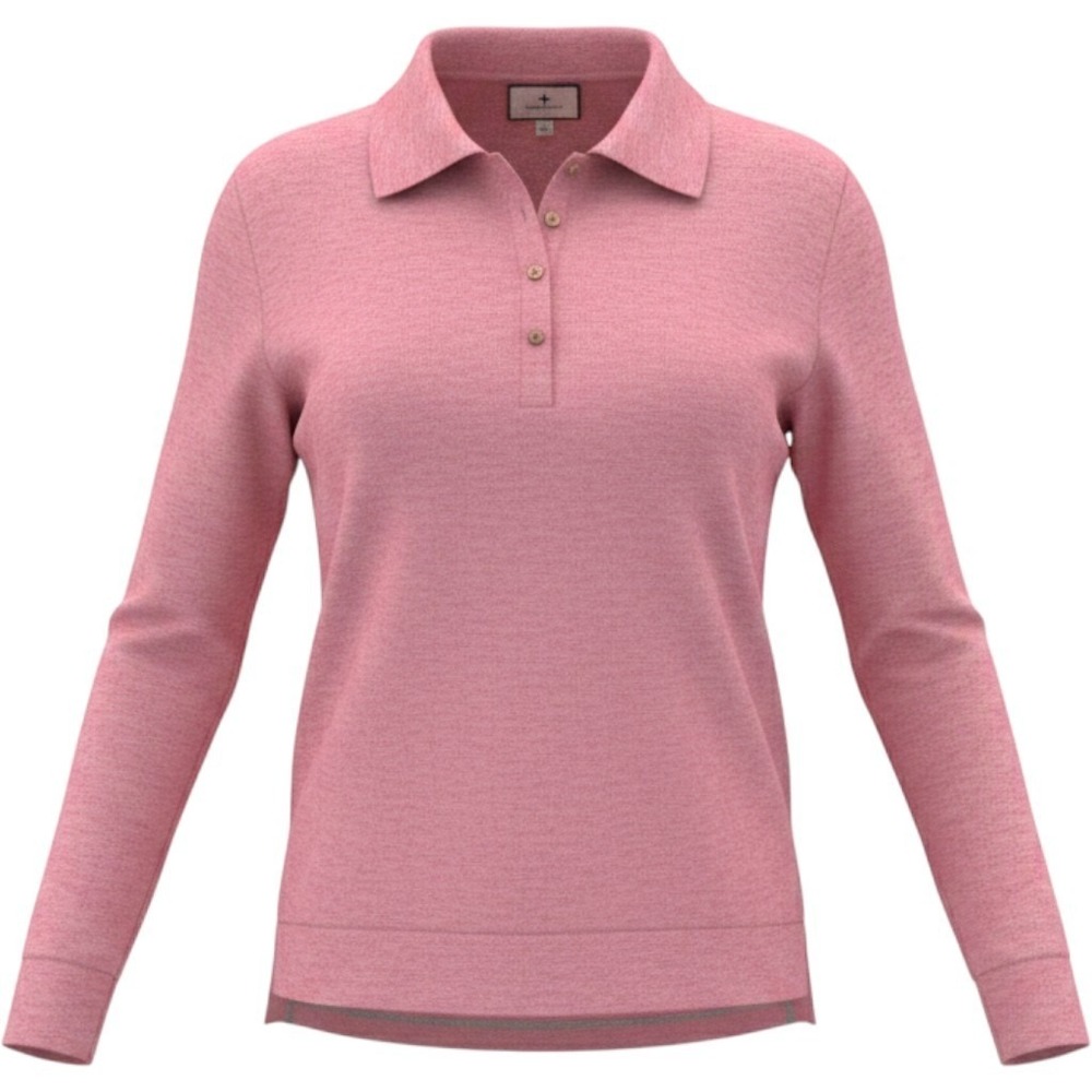 Tuckernuck Pink Heathered Linen Blend Long Sleeve Polo Sweater Top XS/S